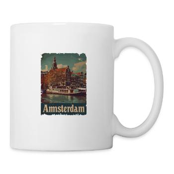 Vintage Amsterdam Kanal Niederlande Holland - Tasse - Weiß - Rechts