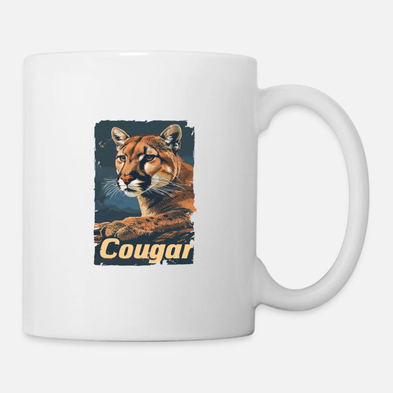 Vintage Wild Berglöwe - Tasse - Weiß