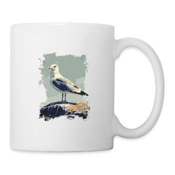Vintage Seemöwe Nautischer Vogel - Tasse - Weiß - Rechts