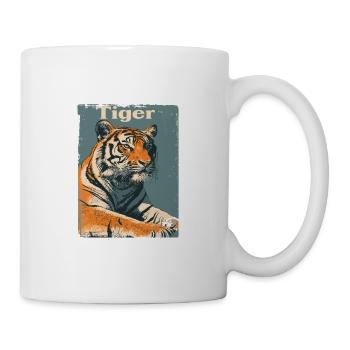 Vintage Tiger Retro Wildtier - Tasse - Weiß - Rechts