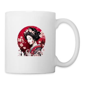 Geisha Kunst Japanische Kultur Floraler Kimono - Tasse - Weiß - Rechts