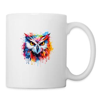 Eule Abstrakte Kunst Künstlerischer Vogel - Tasse - Weiß - Rechts