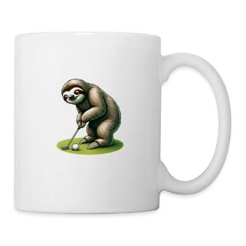 Lustiges Faultier beim Golfen - Tasse - Weiß - Rechts