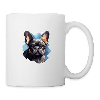 Französische Bulldogge Hund Mops - Tasse - Weiß - Rechts