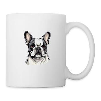 Französische Bulldogge Hund Mops - Tasse - Weiß - Rechts