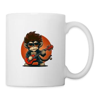 Affe Schimpanse spielt Acousitc Rock Gitarre - Tasse - Weiß - Rechts