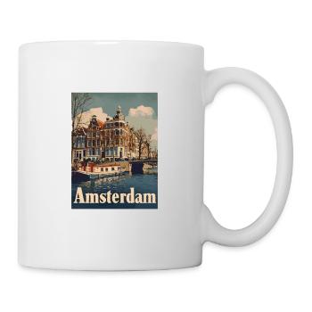 Vintage Amsterdam Kanal Niederlande Holland - Tasse - Weiß - Rechts