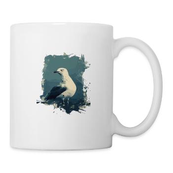 Vintage Seemöwe Nautischer Vogel - Tasse - Weiß - Rechts