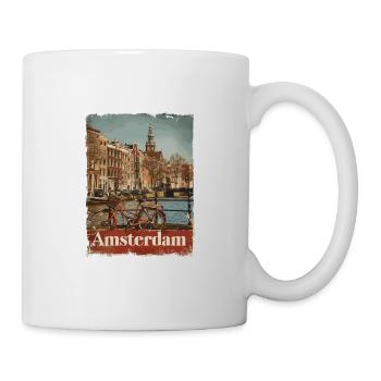 Vintage Amsterdam Kanal Niederlande Holland - Tasse - Weiß - Rechts