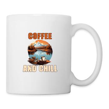 Kaffee und Chill Vintage Berg Natur-Szene - Tasse - Weiß - Rechts