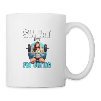 Lustige Katze Workout Sweat Is Just Fat Crying - Tasse - Weiß - Rechts
