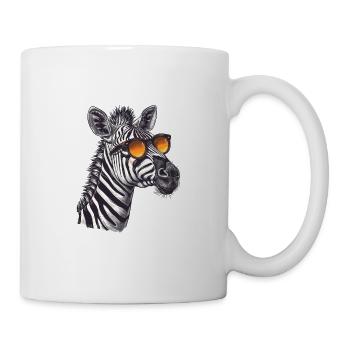Lustiges Zebra mit Sonnenbrille Retro Stil für - Tasse - Weiß - Rechts