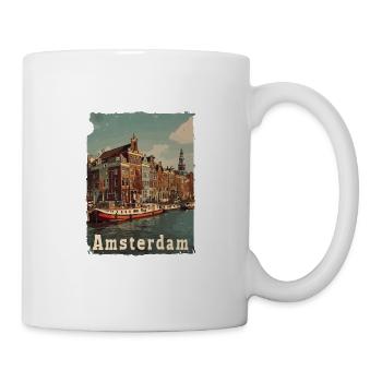 Vintage Amsterdam Kanal Niederlande Holland - Tasse - Weiß - Rechts