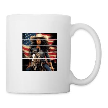 Western Amerikanische Flagge Pferd - Tasse - Weiß - Rechts