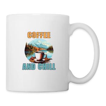 Kaffee und Chill Vintage Berg Natur-Szene - Tasse - Weiß - Rechts