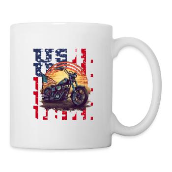 Vintage American Flag Motorrad Patriotisch - Tasse - Weiß - Rechts