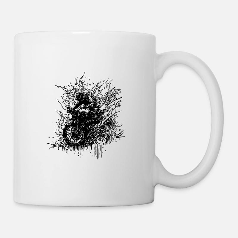 Bikerin Motorrad Geländefahrt Splash Style - Tasse - Weiß