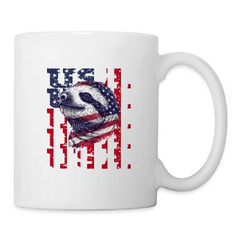 Patriotisches Faultier Amerikanische Flagge Tier - Tasse - Weiß - Rechts