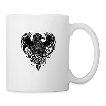 Adler Kopf im Tattoo Cartoon Style Logo - Tasse - Weiß - Rechts