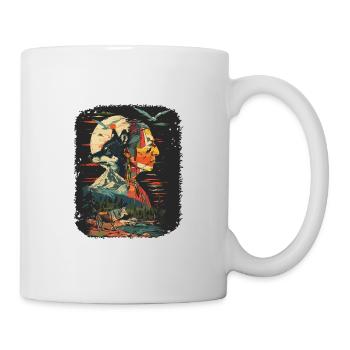 Vintage Wolf Indianer Natur Wildnis - Tasse - Weiß - Rechts