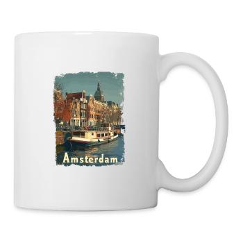 Vintage Amsterdam Kanal Niederlande Holland - Tasse - Weiß - Rechts