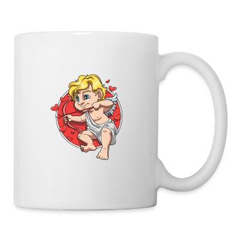 Süßer Amor Cartoon Valentinstag Liebe für - Tasse - Weiß - Rechts