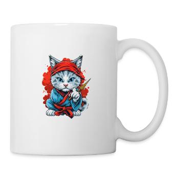 Japanische Katze Samurai Style für Katzen Fans - Tasse - Weiß - Rechts