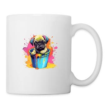 Mops Niedlicher Hund Farbeimer - Tasse - Weiß - Rechts