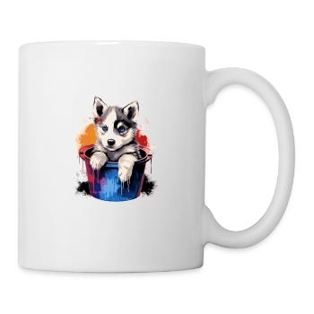 Siberian Husky Niedlicher Hund Farbeimer - Tasse - Weiß - Rechts