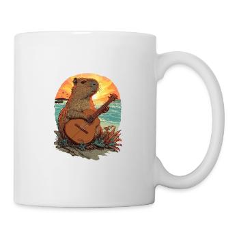 Gitarre Capybara Tropischer Sonnenuntergang - Tasse - Weiß - Rechts