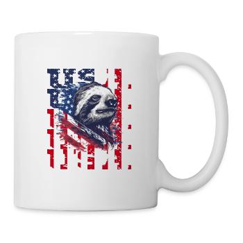 Patriotisches Faultier Amerikanische Flagge Tier - Tasse - Weiß - Rechts