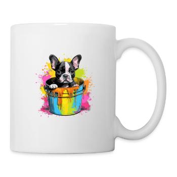 Boston Terrier Niedlicher Hund Farbeimer - Tasse - Weiß - Rechts
