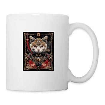 Japanische Katze Samurai Style für Katzen Fans - Tasse - Weiß - Rechts