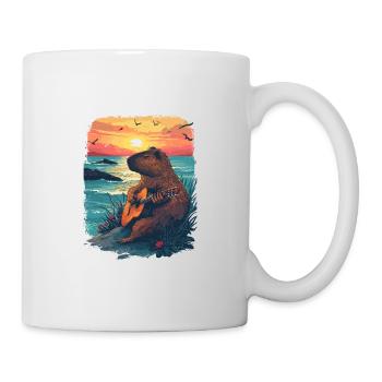 Gitarre Capybara Tropischer Sonnenuntergang - Tasse - Weiß - Rechts