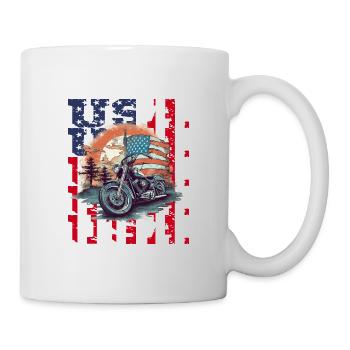 Vintage American Flag Motorrad Patriotisch - Tasse - Weiß - Rechts