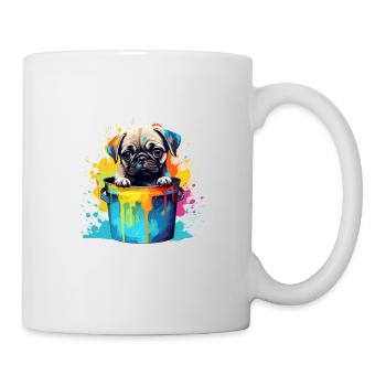 Mops Niedlicher Hund Farbeimer - Tasse - Weiß - Rechts