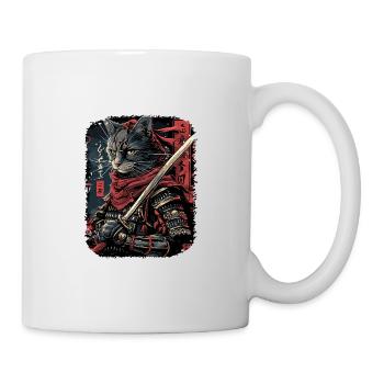 Japanische Katze Samurai Style für Katzen Fans - Tasse - Weiß - Rechts