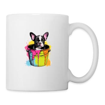 Französische Bulldogge Niedlicher Hund Farbeimer - Tasse - Weiß - Rechts
