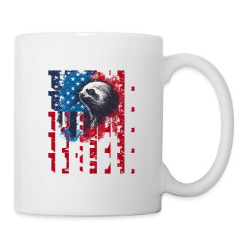 Patriotisches Faultier Amerikanische Flagge Tier - Tasse - Weiß - Rechts