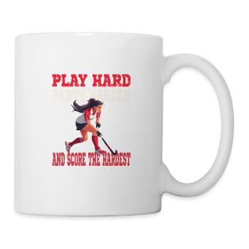 Play Hard Party Harder Score The Hardest - Tasse - Weiß - Rechts
