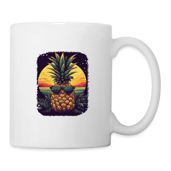 Lustige Ananas mit Sonnenbrille Frucht Tropisch - Tasse - Weiß - Rechts