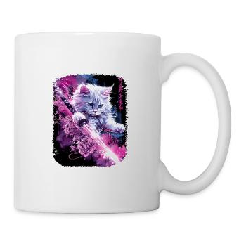 Japanische Katze Samurai Style für Katzen Fans - Tasse - Weiß - Rechts