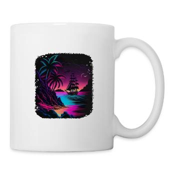 Sonnenuntergang Segelboot Tropischer Strand für - Tasse - Weiß - Rechts