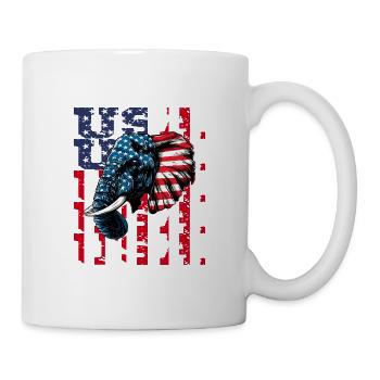 Patriotisches Elefant Amerikanische Flagge Tier - Tasse - Weiß - Rechts