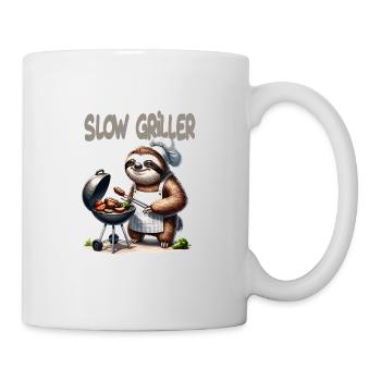 Lustiges BBQ-Faultier Slow Griller Koch - Tasse - Weiß - Rechts