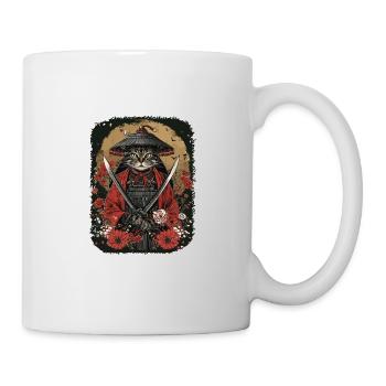Japanische Katze Samurai Style für Katzen Fans - Tasse - Weiß - Rechts
