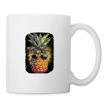 Lustige Ananas mit Sonnenbrille Frucht Tropisch - Tasse - Weiß - Rechts