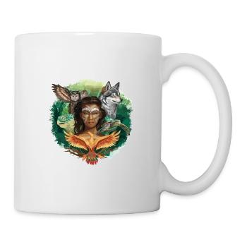 Wildlife Stamm Wolf Eule Schildkröte Frau für - Tasse - Weiß - Rechts