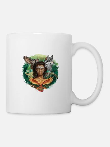 Wildlife Stamm Wolf Eule Schildkröte Frau für - Tasse - Weiß