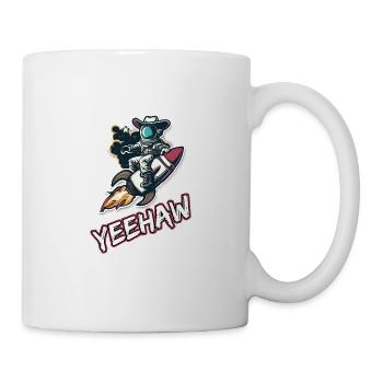 Weltraum-Cowboy reitet eine Rakete Yeehaw-Slogan - Tasse - Weiß - Rechts